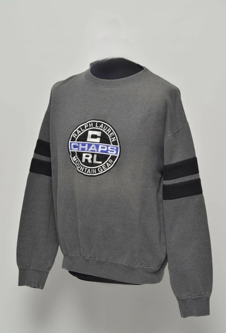 Vintage Ralph Lauren Chaps RL Men's Grey Sweatshirt Size XL Embroidered Logo